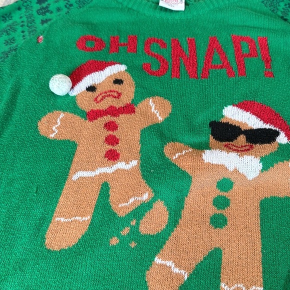 Oh Snap Gingerbread Ugly Christmas Sweater Size L - Picture 2 of 8